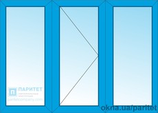 Трехстворчатое глухое – левое поворотное – глухое окно 